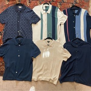 Bundle of 6 J. Crew/Wallace & Barnes Short Sleeve Cardigan Sweaters — Size Large